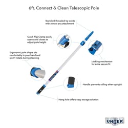 Unger Telescoping 6 ft. L X 2 in. D Aluminum Extension Pole Blue/White
