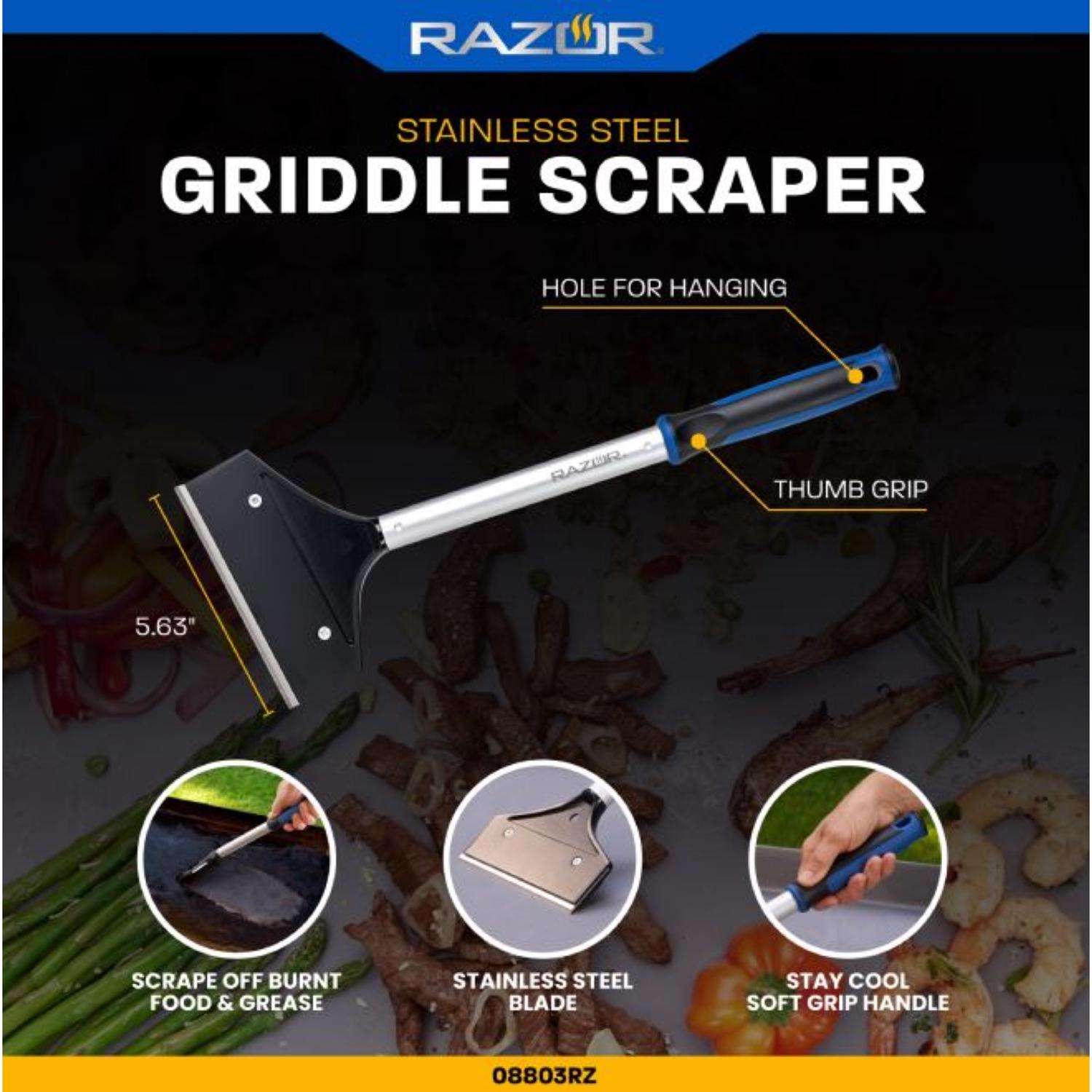 Grill Scraper Heavy Duty Griddle Scraper w/4 Replacement Blades Flat Top  Grill