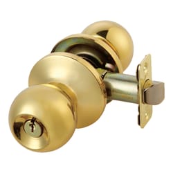 Ace Ball Polished Brass Entry Lockset 1-3/4 in.