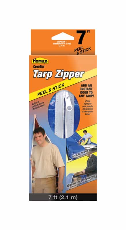 Homax Cinchtite 0 25 Ft W X 7 Ft L Plastic Tarp Zipper Door Blue