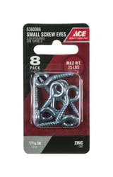 Ace 1/8 in. D X 1-3/16 in. L Zinc-Plated Steel Screw Eye 25 lb. cap. 8 pk