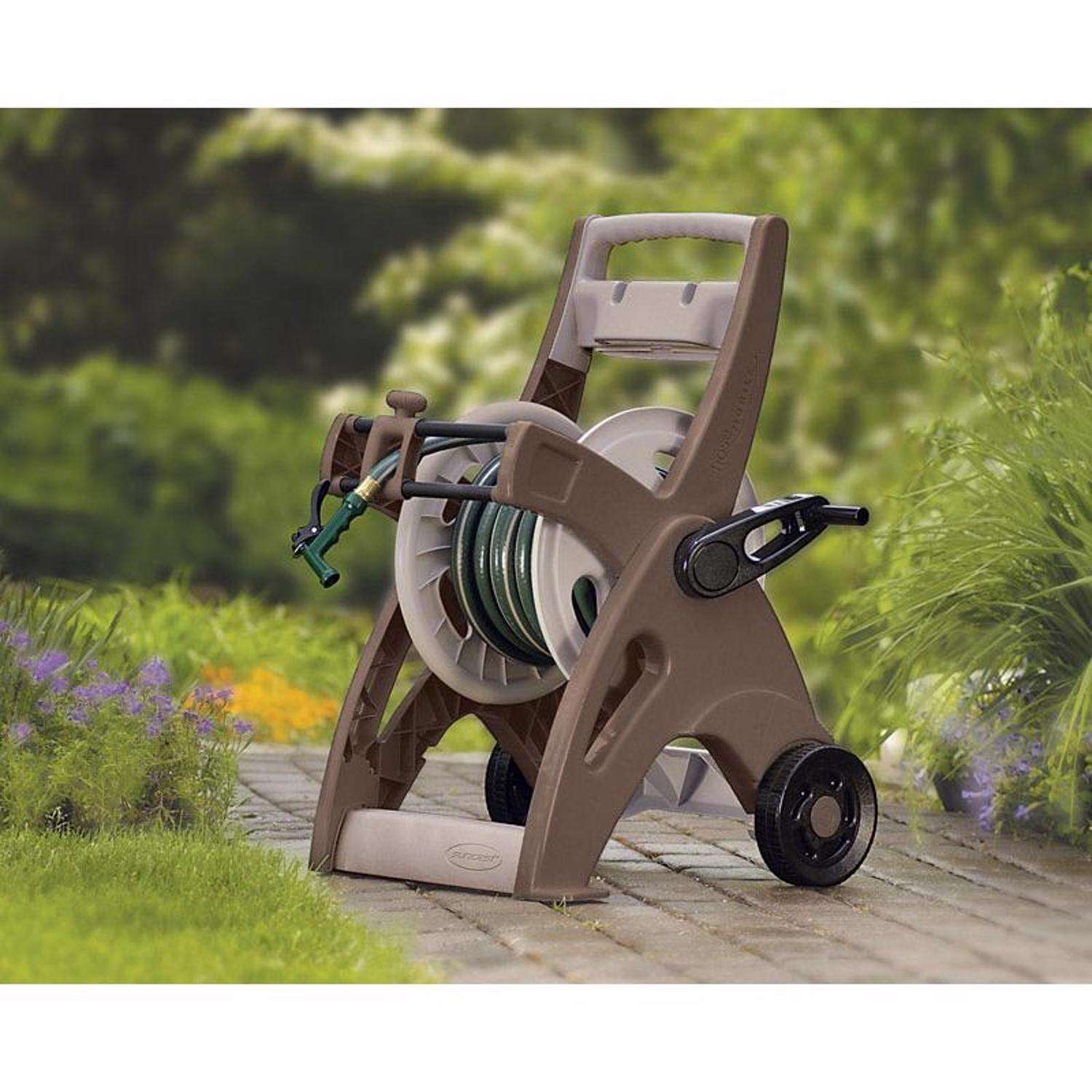 Suncast Slide Trak 175 ft. Brown Retractable Wheeled Hose Reel Cart - Ace  Hardware