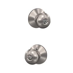 Schlage Plymouth Satin Nickel Entry Door Knob 1-3/4 in.