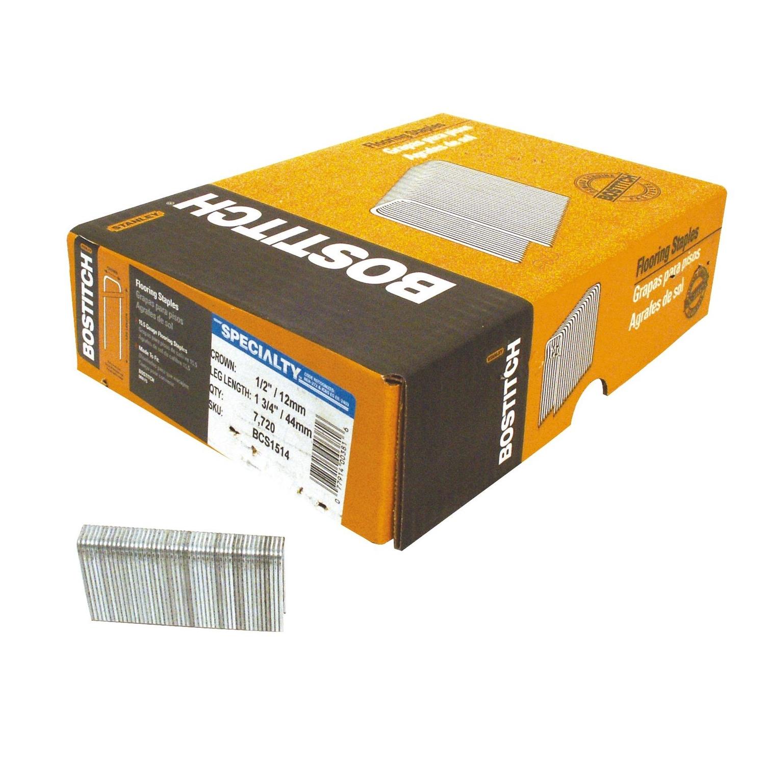 Bostitch 1/2 inch W X 1-3/4 in. L Galvanized Steel Wire Staples 15.5 Ga. Bostitch 1/2 inch W X 1-3/4 in. L Galvanized Steel Wire Staples 15.5 Ga.
