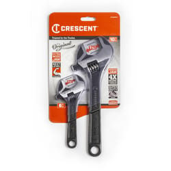 Crescent Metric and SAE Wide Jaw Adjustable Wrench Set Assorted in. L 2 pc