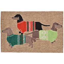 Liora Manne Frontporch 1.67 ft. W X 2.5 ft. L Multi-color Holiday Hounds Polyester Accent Rug