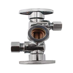 Keeney 3/8 in. Compression in. X 1/4 in. Compression Brass Dual Shut-Off Valve