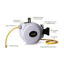 Power 50 ft. Gray Retractable Free Standing Hose Reel with Hose