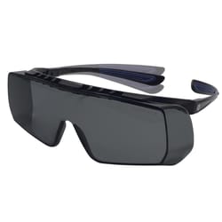 General Electric 12 OTG Series Impact-Resistant Safety Glasses Smoke Lens Black/Blue Frame 1 pk