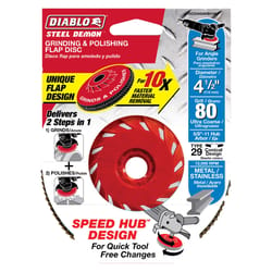 Diablo Steel Demon 4-1/2 in. D X 5/8 in. Zirconia Speed Hub Thread Arbor Flap Disc 80 Grit 1 pk