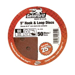 Gator 5 in. Aluminum Oxide Hook and Loop Sanding Disc 60 Grit Coarse 50 pk