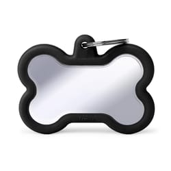 MyFamily Hushtag Black/Chrome Bone Aluminum Dog Pet Tags X-Large