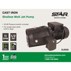 Star Water Systems 1/2 HP 528 gph Cast Iron Shallow Jet Well Pump