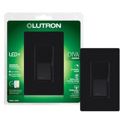 Lutron Diva Black 150 W Rocker Dimmer Switch 1 pk