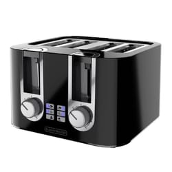 Black+Decker Stainless Steel Black/Silver 4 slot Toaster 7.5 in. H X 10.34 in. W X 11.5 in. D