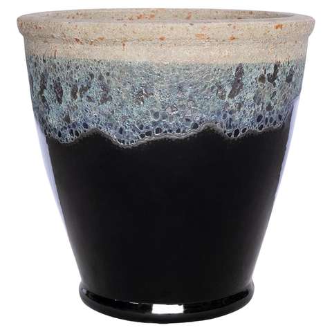 Michael Carr Designs Pottery 18.5 in. D Ceramic Flat Rim Planter Black ...