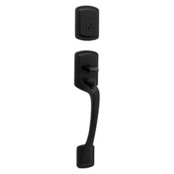 Kwikset Prague Matte Black Entry Handleset 1-3/4 in.