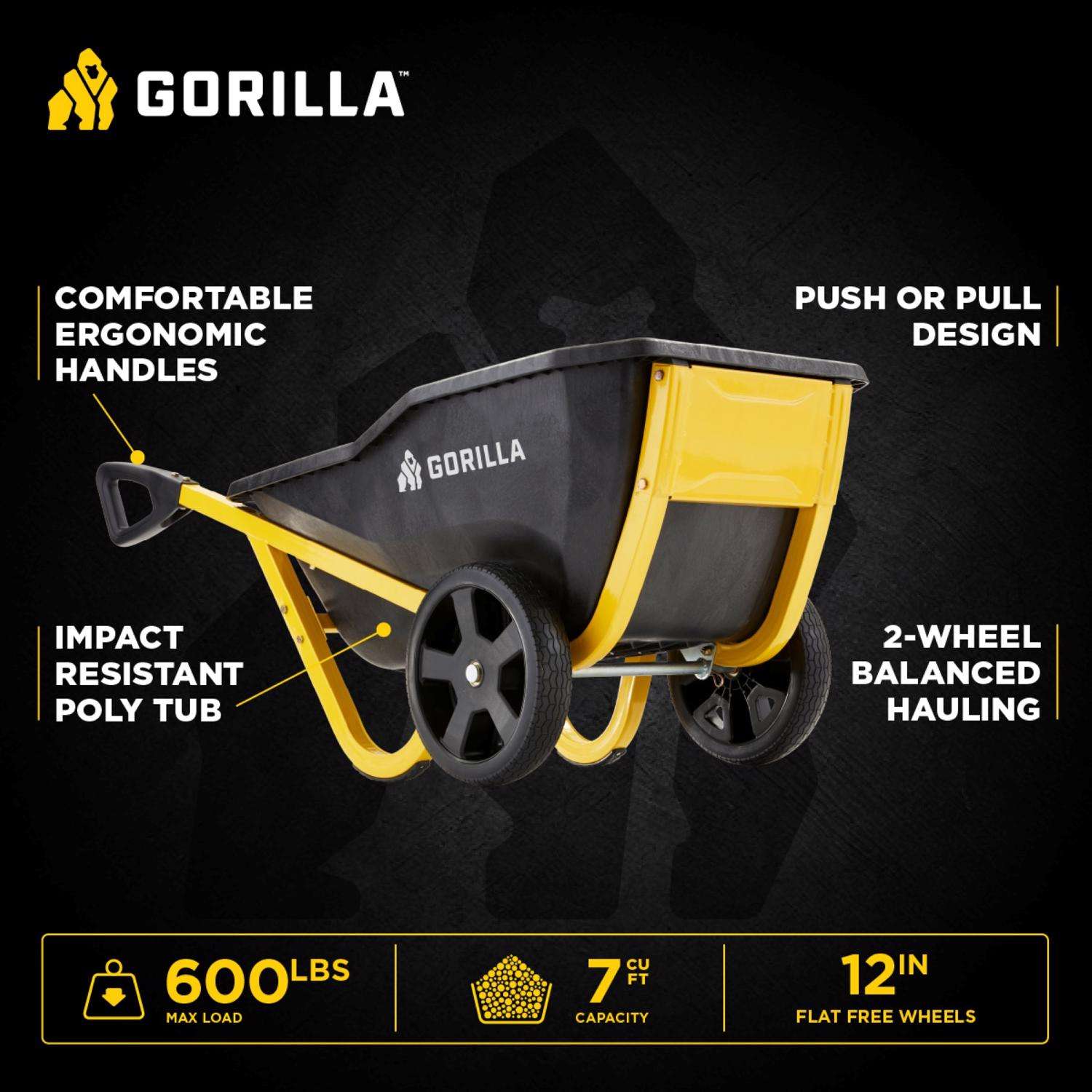 Gorilla Carts Poly Yard Cart 600 lb. cap. Mfr# GCR-7 - Ace