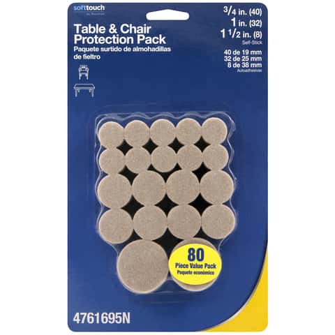 SoftTouch 1 inch Round Heavy-Duty Felt Furniture Pads, Black (48 Pack)