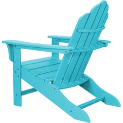 Hanover Pool Blue HDPE Frame Adirondack Chair with Ottoman