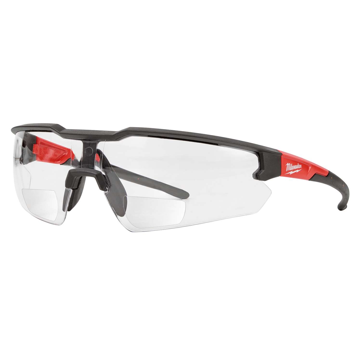 Milwaukee AntiScratch Magnified Safety Glasses Clear Lens Black/Red