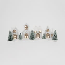 Gerson Green/White Lighted Holiday House Table Decor