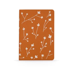 Denik 5 in. W X 8 in. L Sewn Bound Orange Samantha Embroidered Journal Notebook