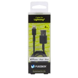 Fusebox Lightning Black USB Cable For Apple 4 L
