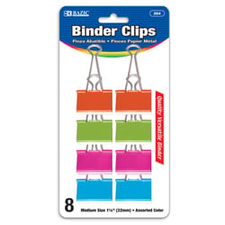 Bazic Products Medium Assorted Color Binder Clips 8 pk