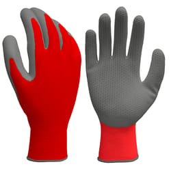 Grease Monkey L Latex/Polyester Honeycomb Gray/Red Grip Gloves