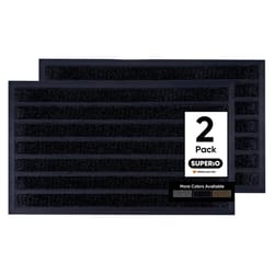 Superio Brand 18 in. W X 30 in. L Black Striped Coir/Rubber Door Mat