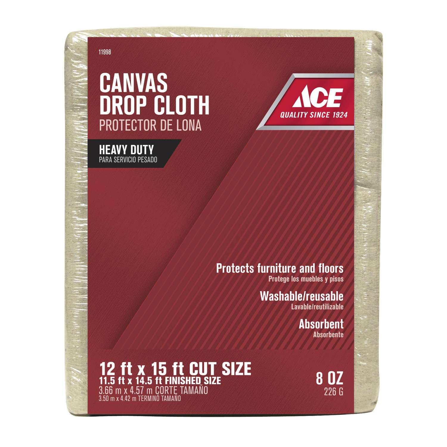 ACE 12 W x 15 ft. L Canvas Drop Cloth 1 pk Ace Hardware