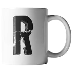 El Arroyo 12 oz Black/White BPA Free Marquee Letter R Mug