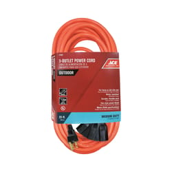 Ace Indoor or Outdoor 25 ft. L Orange Triple Outlet Cord 14/3 SJTW