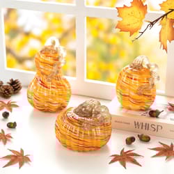 Glitzhome Stripes Pumpkin Gourd Glass 3 pc
