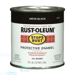 Rust-Oleum  Stops Rust  Satin  Black  Oil-Based  Alkyd  Protective Enamel  Exterior and Interior  0. 