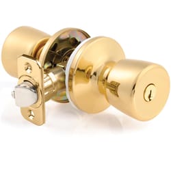 Ace Mobile Home Polished Brass Entry Door Knob 1-3/4 in.