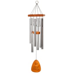 Wind River In Loving Memory Silver Aluminum/Wood 30 in. Wind Chime