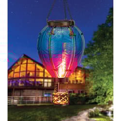 Regal Art & Gift Blue/Pink Glass/Metal 15 in. H X 5 in. L X 5 in. W Hot Air Balloon Lantern