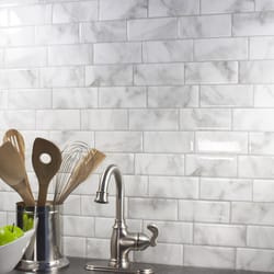 Smart Tiles 8.38 in. W X 11.56 in. L Gray/White Mosaic Vinyl Adhesive Wall Tile 4 pc