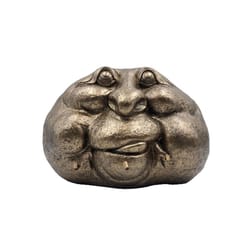 Luxe Light Decor Bronze Resin/Stone 8.9 in. H X 13.5 in. W Stone Face with Solar LEDs Tongue Out Sta
