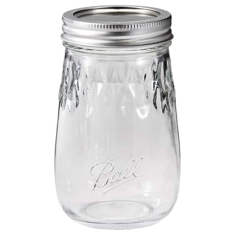 12-Pack - 16oz Glass Mason Jars with lids - Airtight Band + Marker