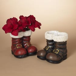 Gerson Multicolored Magnesium Santa Boots Table Decor 9 in.