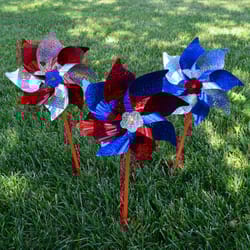 In The Breeze Multicolored Mylar 16 in. H X 8 in. W Patriotic Garden Stake Spinner