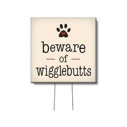 My Word! Multicolored Wood 4 in. H Beware of Wigglebutts Plant Pokes