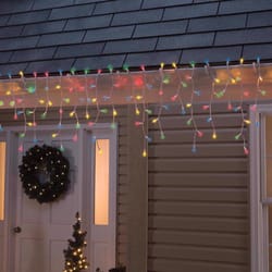 Celebrations Red Incandescent Mini Multicolored 300 ct Icicle Christmas Lights 17 ft.