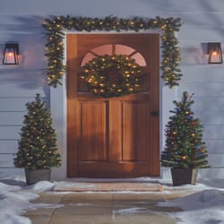 Celebrations Home 26 in. D LED Prelit Warm White Mixed Cedar Pine Wreath