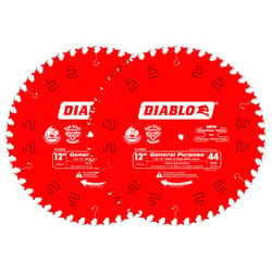 Diablo 12 in. D X 1 in. TiCo Hi-Density Carbide Circular Saw Blade Set 44 teeth 2 pk