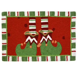 Jellybean 20 W X 30 in. L Multi-color Santa's Elves Slippers Polyester Accent Rug