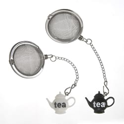 Prodyne White and Black Teapot Tea Ball Infuser Stainless Steel 1 pk